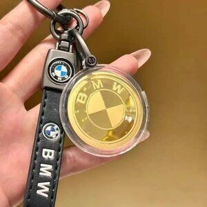 18K Gold Car Key Chain with Mercedes-Benz & BMW Logos - Premium Car Accessories